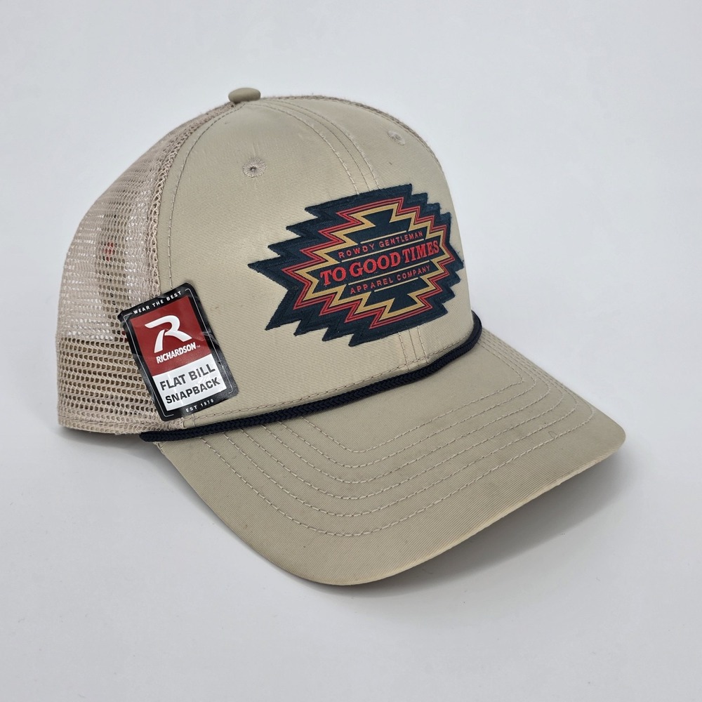 Rowdy Gentleman Trucker Hat To Good Times Beige Snapback Flat Bill Apparel